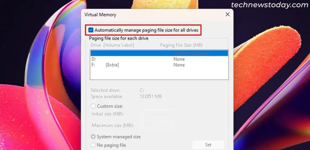 How Much Virtual Memory Should I Set? 1 automatically-manage-paging-file-size-for-all-drives-1024x497