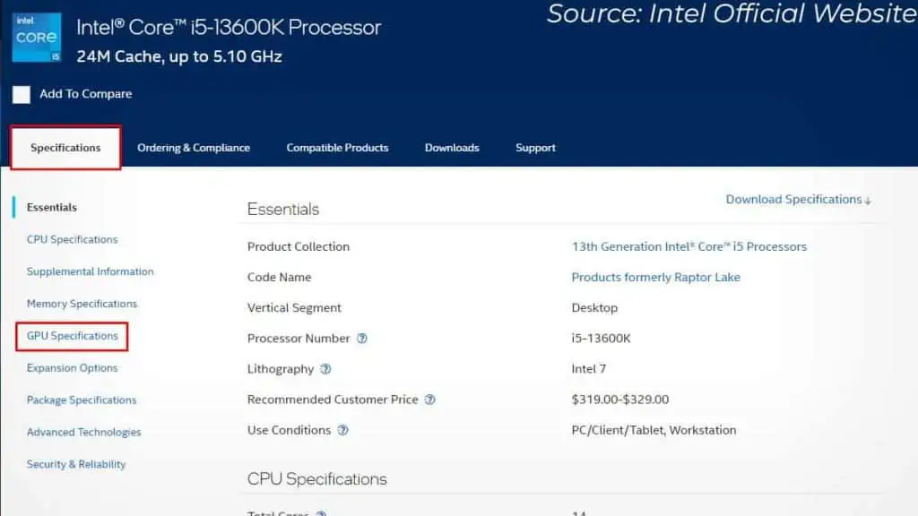 How to Check If Your CPU Has Integrated Graphics 3 intel-processor-specification-check-1-1024x576