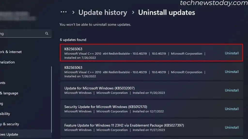 Fix: A Driver Cannot Load on This Device 7 uninstall-latest-windwos-update-driver-cannot-load-1-1024x576
