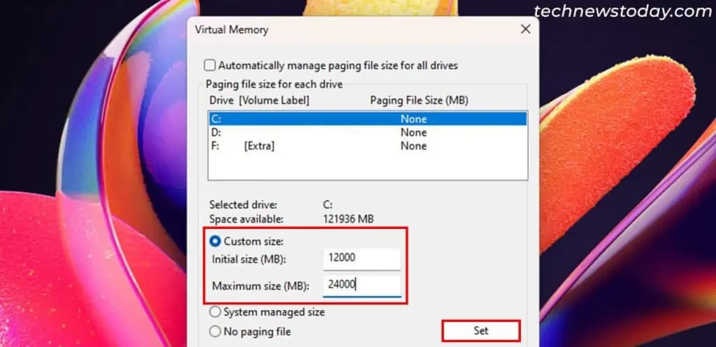 How Much Virtual Memory Should I Set? 6 virtual-memory-custom-size-initial-max-set-1024x497