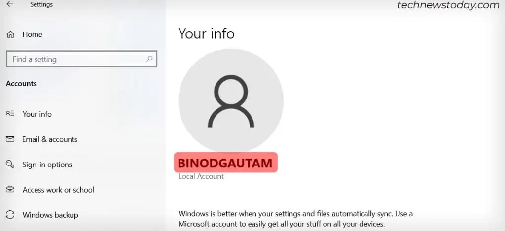 7 Easy Ways to Find Your Windows Username 6 finding-username-through-settings-app-1-1024x469