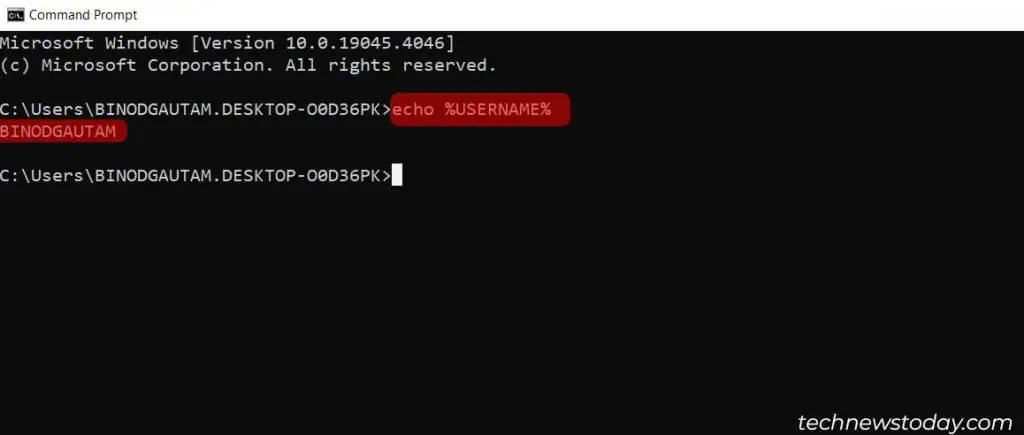 7 Easy Ways to Find Your Windows Username 1 running-echo-command-2-1024x435