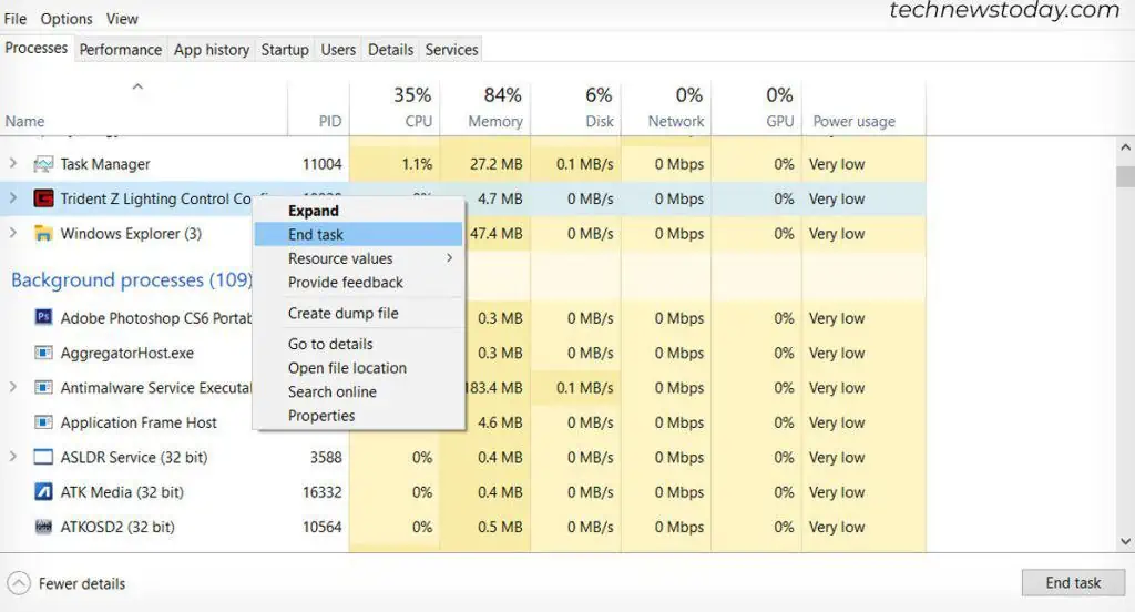 Is Your RAM RGB Not Working? Here's How to Fix It 4 end-task-gskill-rgb-software-1024x552